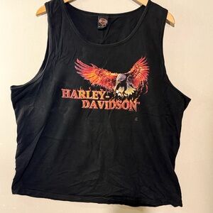 2000 Harley-Davidson Black Tank Top with Fiery Eagle Design